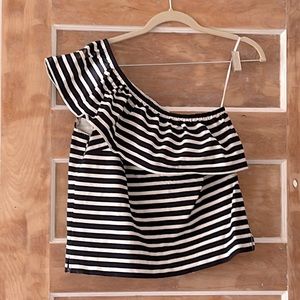 J. Crew One Shoulder Ruffle Top